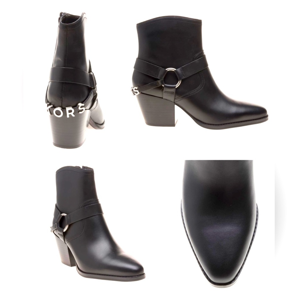 MICHAEL KORS Goldie Leather Ankle Western Boots